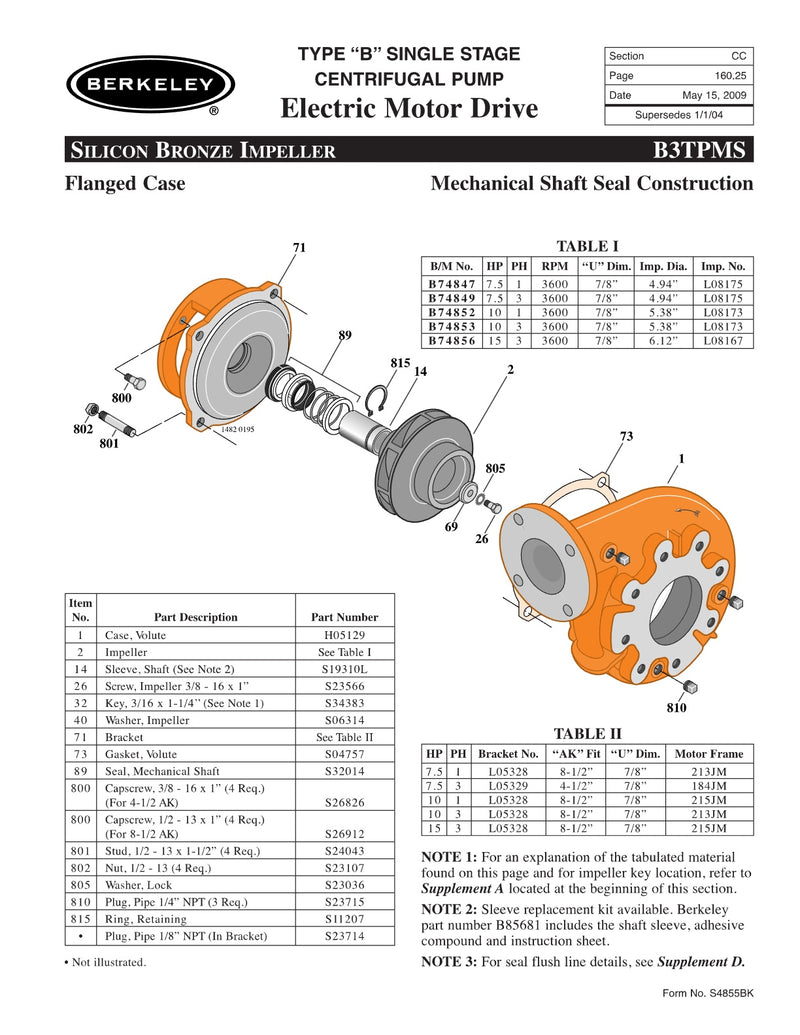 B3TPMS Berkeley Replacement Parts