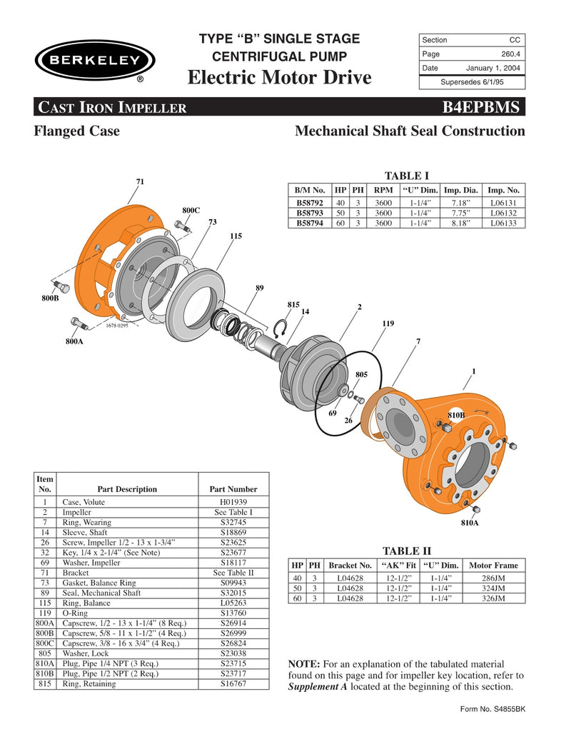B4EPBMS Berkeley Replacement Parts