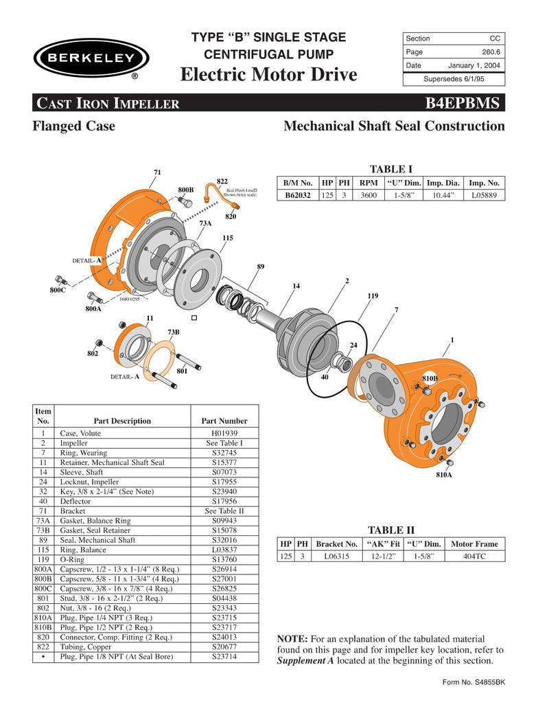 B4EPBMS Berkeley Replacement Parts