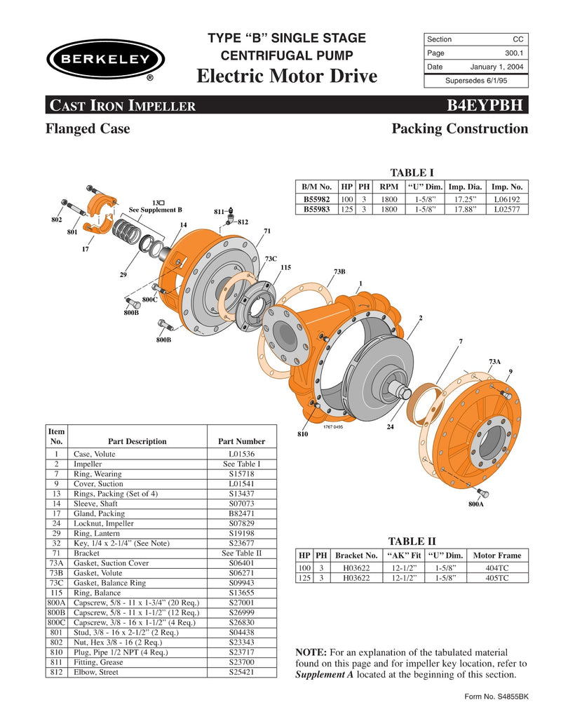 B4EYPBH Berkeley Replacement Parts