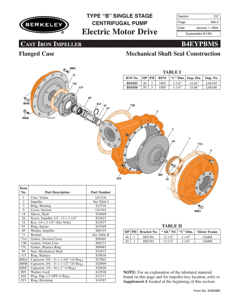 B4EYPBMS Berkeley Replacement Parts