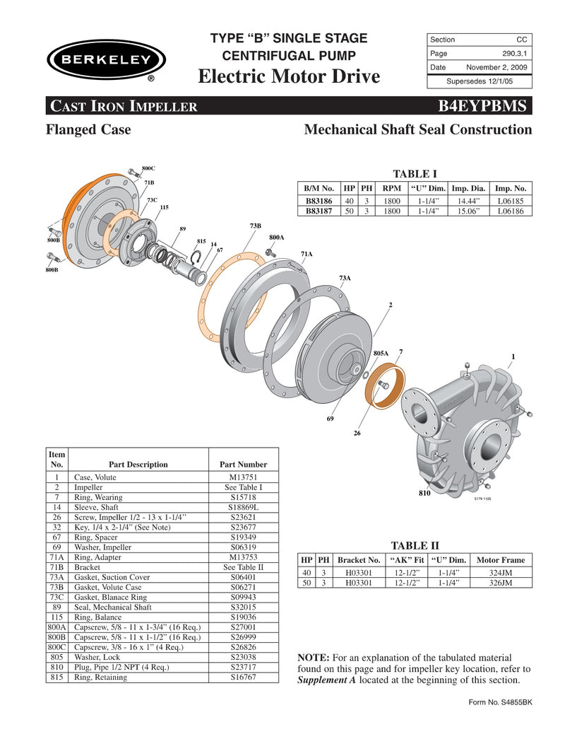 B4EYPBMS Berkeley Replacement Parts