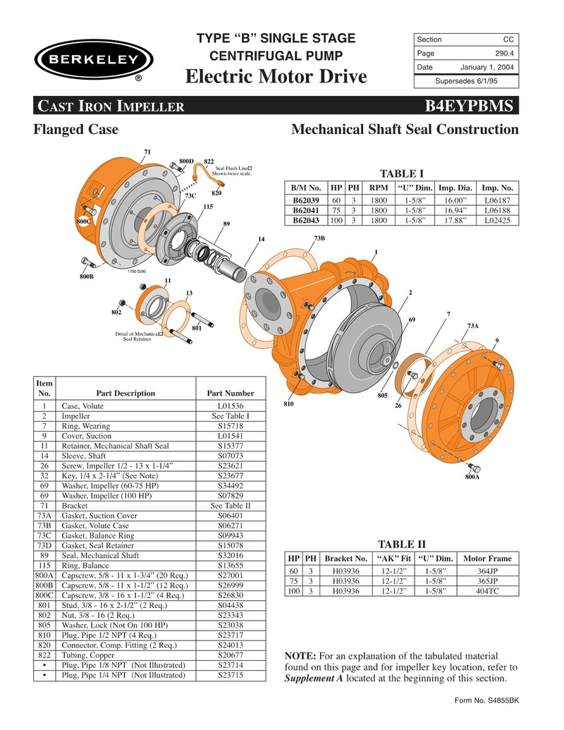 B4EYPBMS Berkeley Replacement Parts