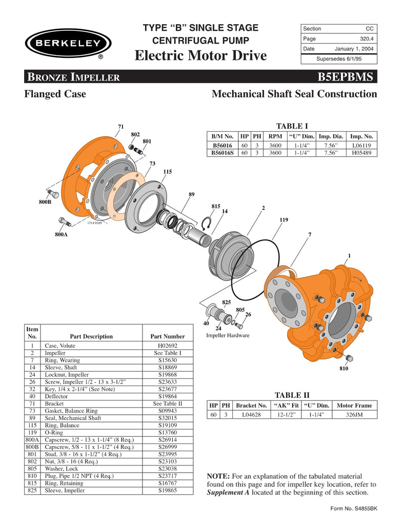 B5EPBMS Berkeley Replacement Parts