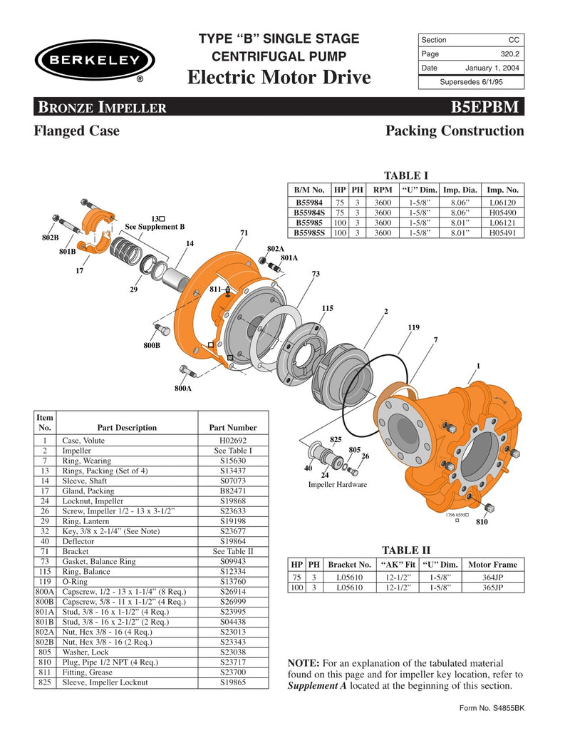 B5EPBM Berkeley Replacement Parts