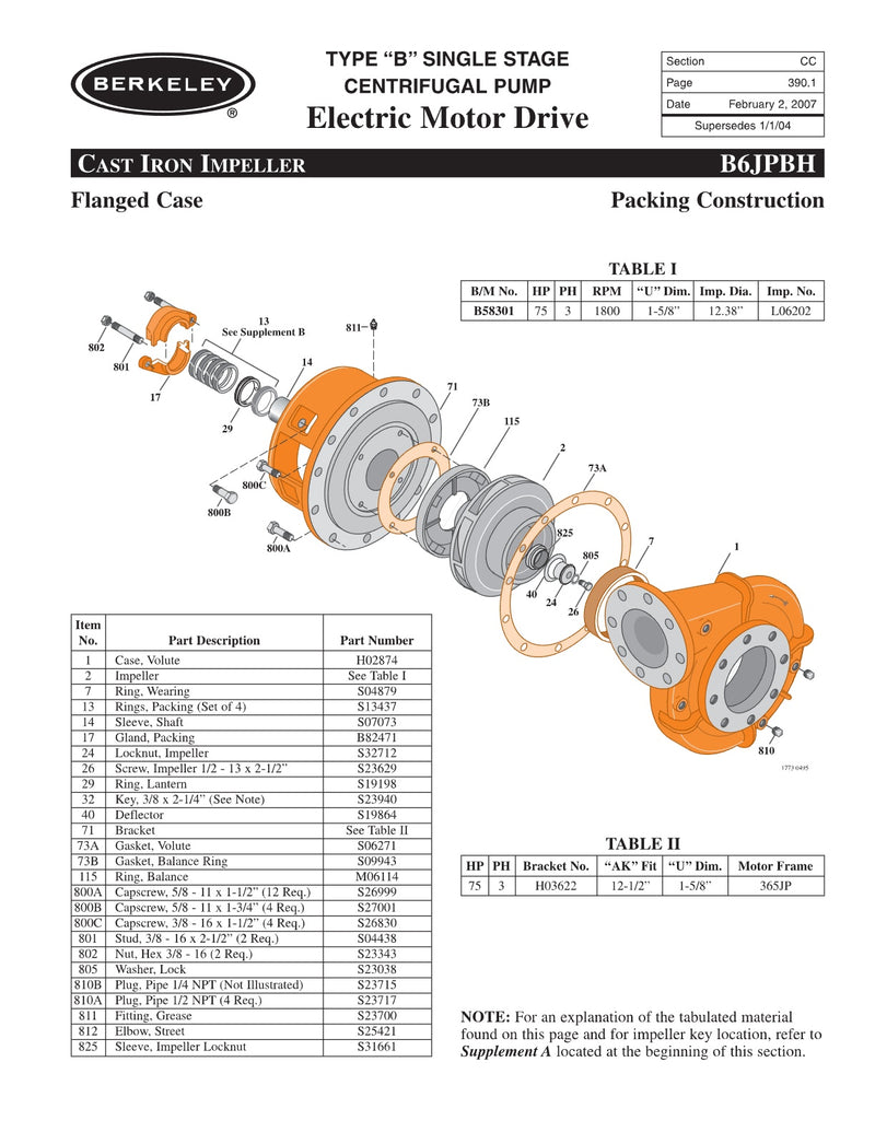 B6JPBH Berkeley Replacement Parts