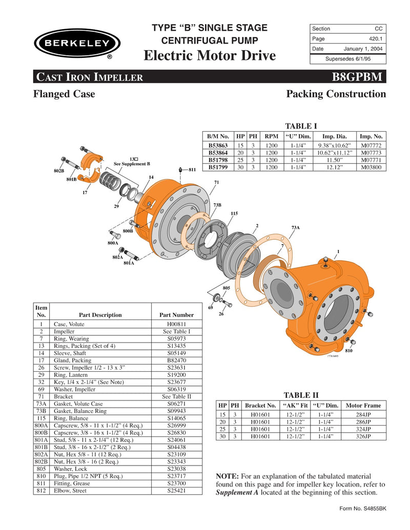 B8GPBM Berkeley Replacement Parts