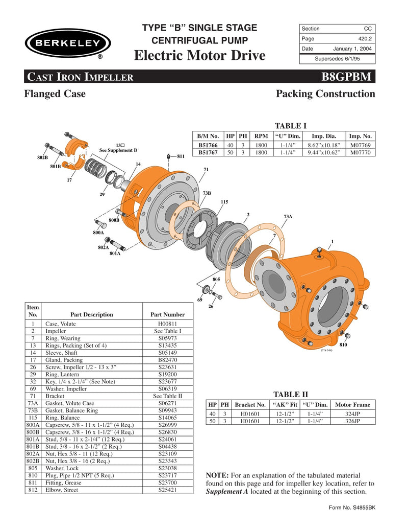 B8GPBM Berkeley Replacement Parts