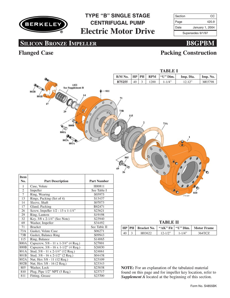 B8GPBM Berkeley Replacement Parts