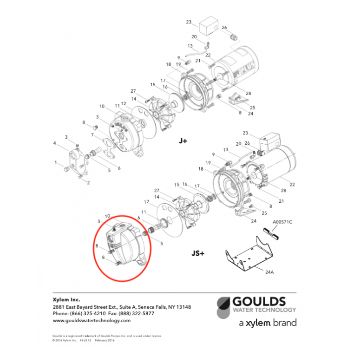 Goulds 1K333 Front Casing – Cast Iron Replacement for JS Series Pumps