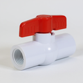 Midline Valve 482T200 PVC Ball Valve Red T-Handle Water Shut-Off 2 in. Solvent Connections White Plastic, 2