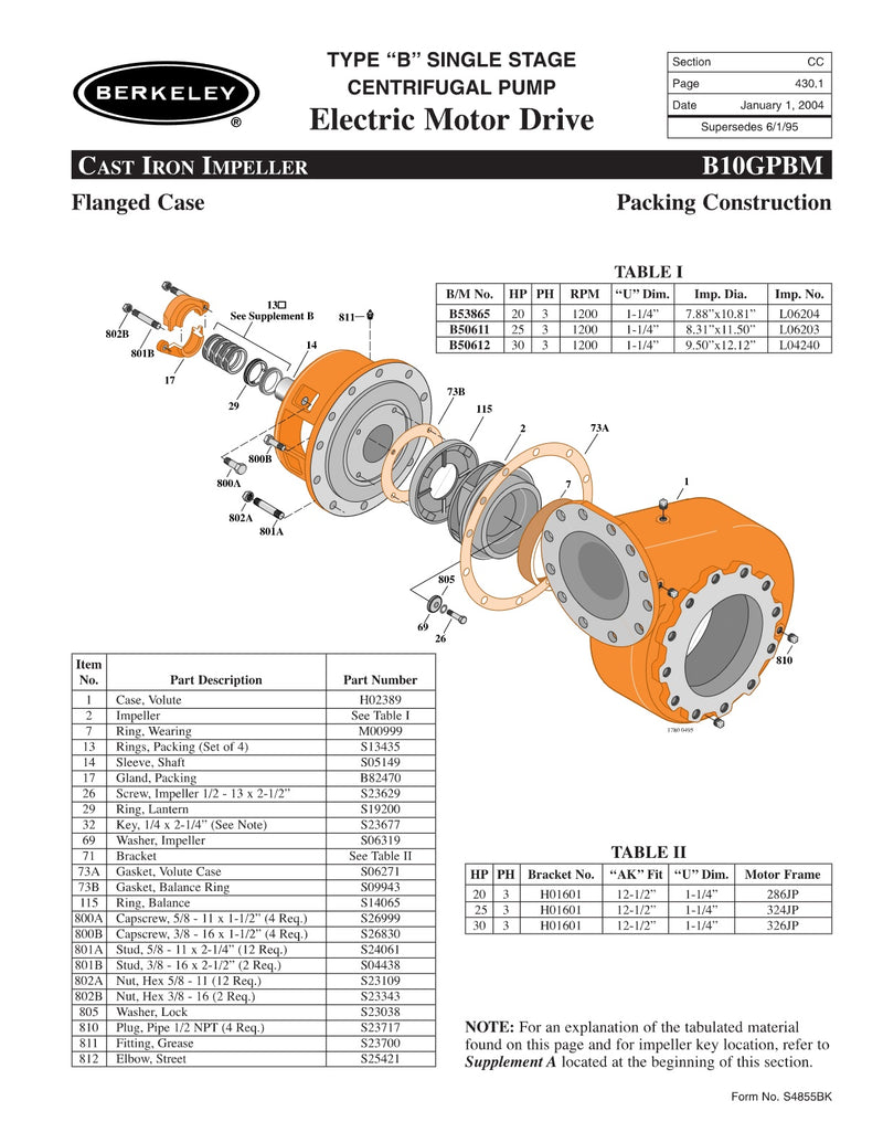 B10GPBM Berkeley Replacement Parts