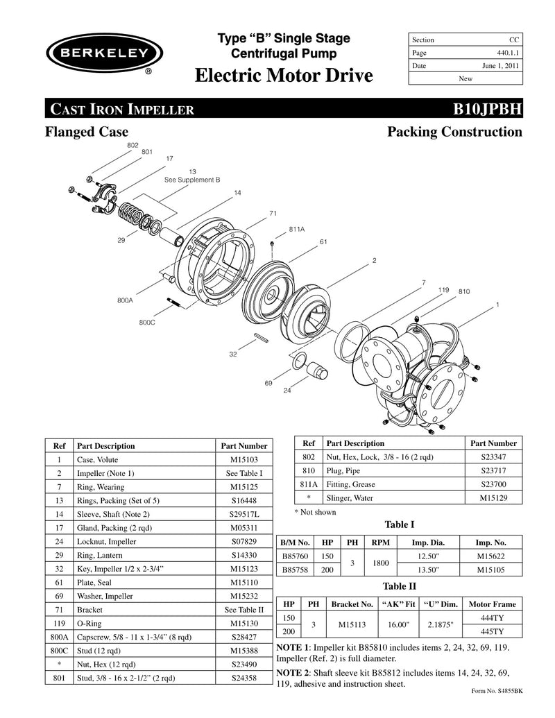 B10JPBH Berkeley Replacement Parts