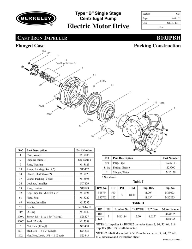 B10JPBH Berkeley Replacement Parts
