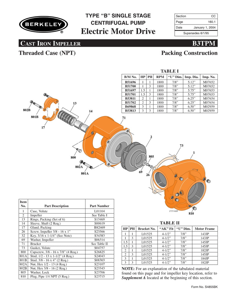 B3TPM Berkeley Replacement Parts