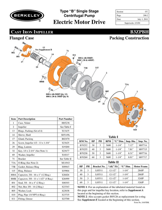 B3ZPBH Berkeley Replacement Parts