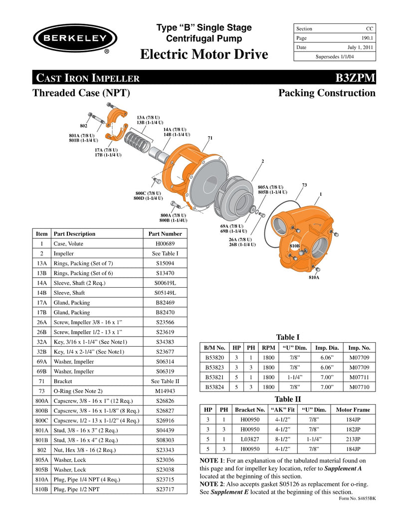 B3ZPM Berkeley Replacement Parts