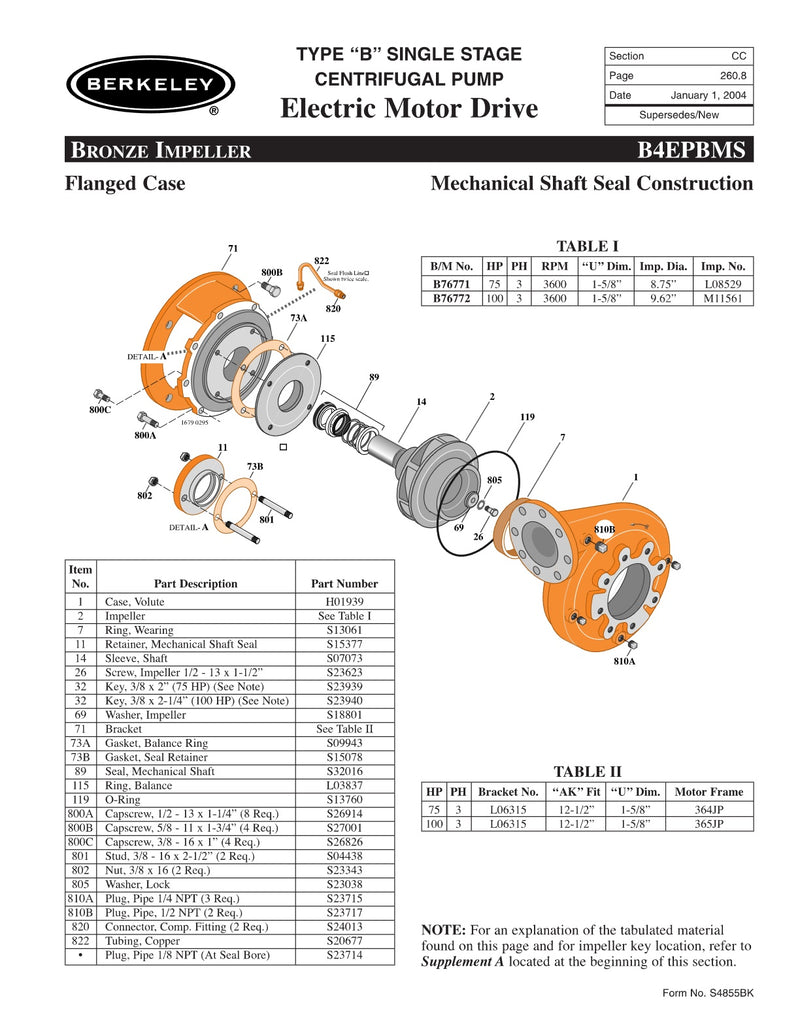 B4EPBMS Berkeley Replacement Parts