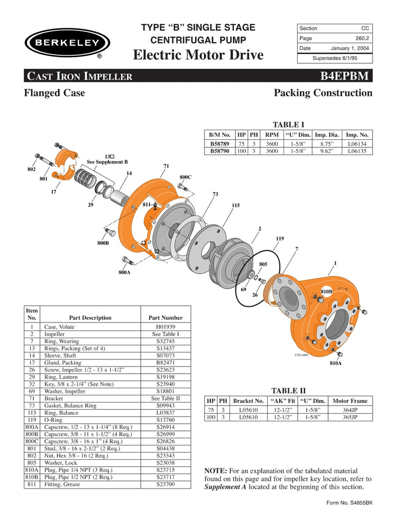 B4EPBM Berkeley Replacement Parts