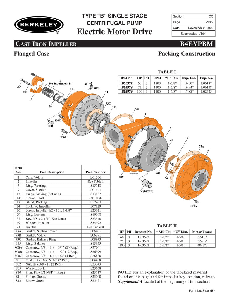 B4EYPBM Berkeley Replacement Parts