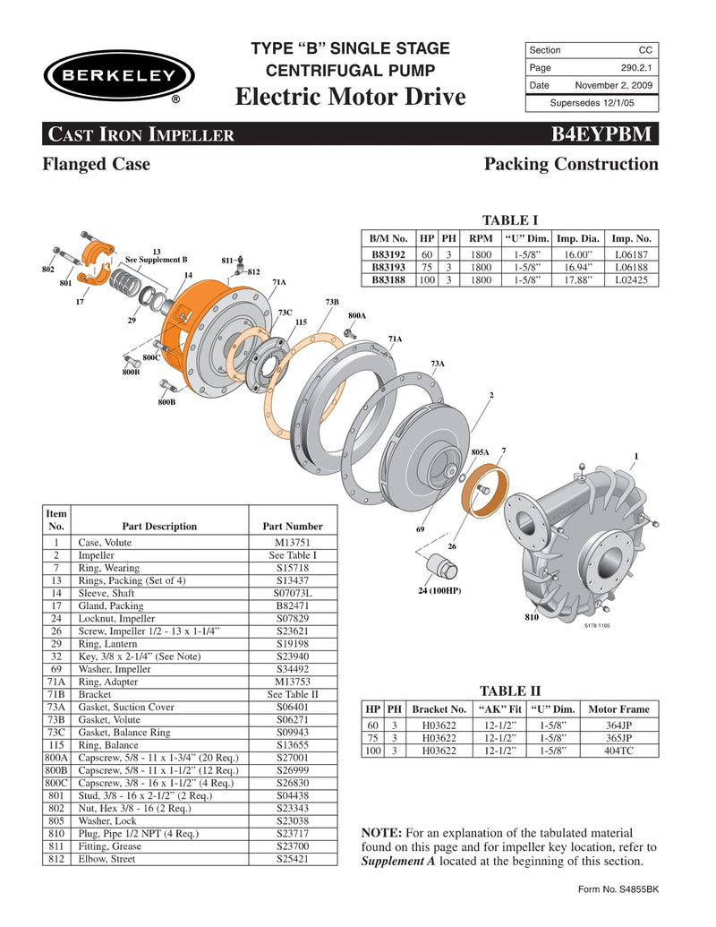 B4EYPBM Berkeley Replacement Parts