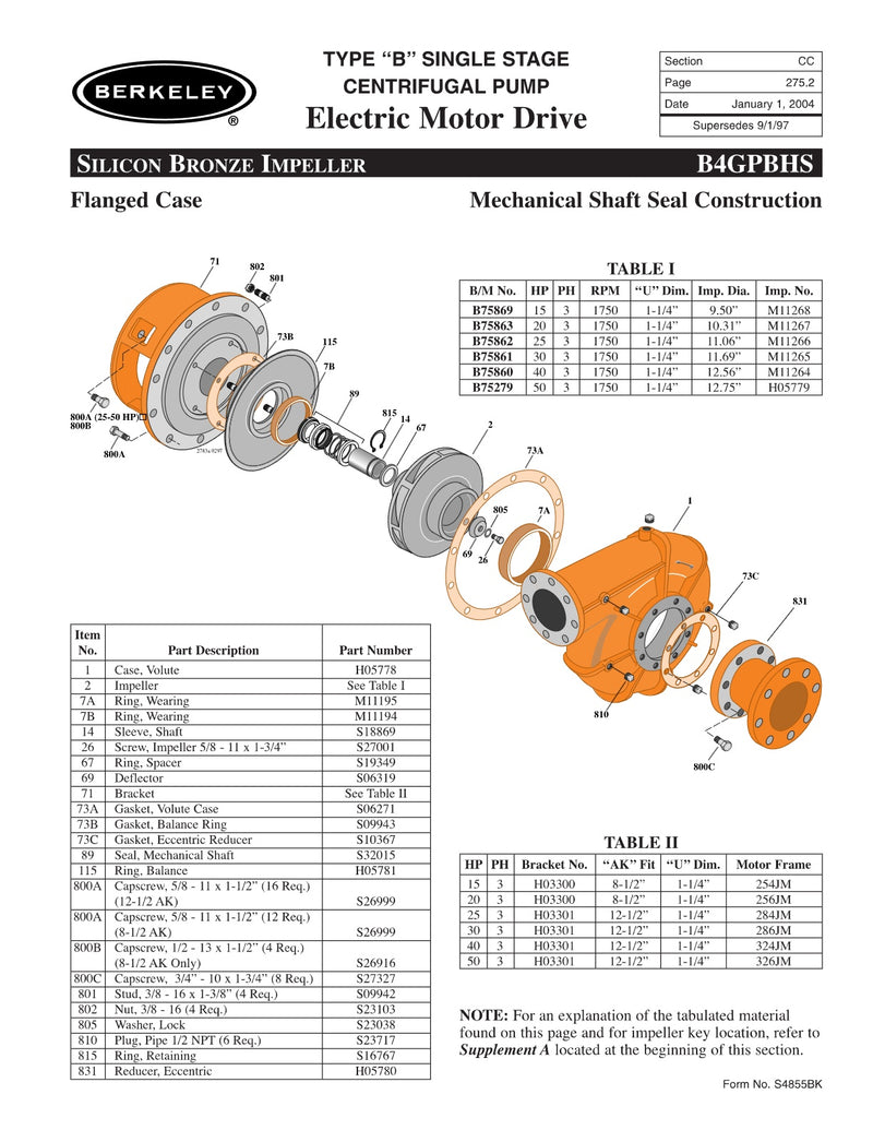 B4GPBHS Berkeley Replacement Parts