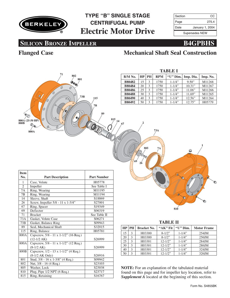 B4GPBHS Berkeley Replacement Parts