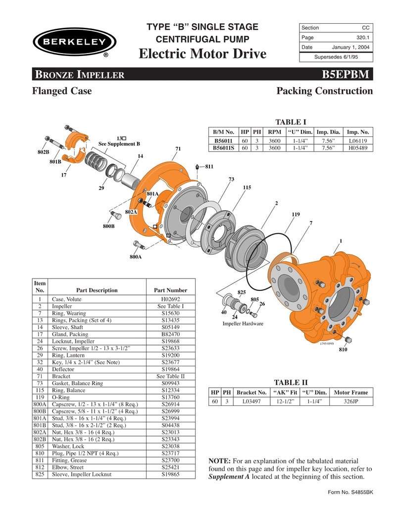 B5EPBM Berkeley Replacement Parts