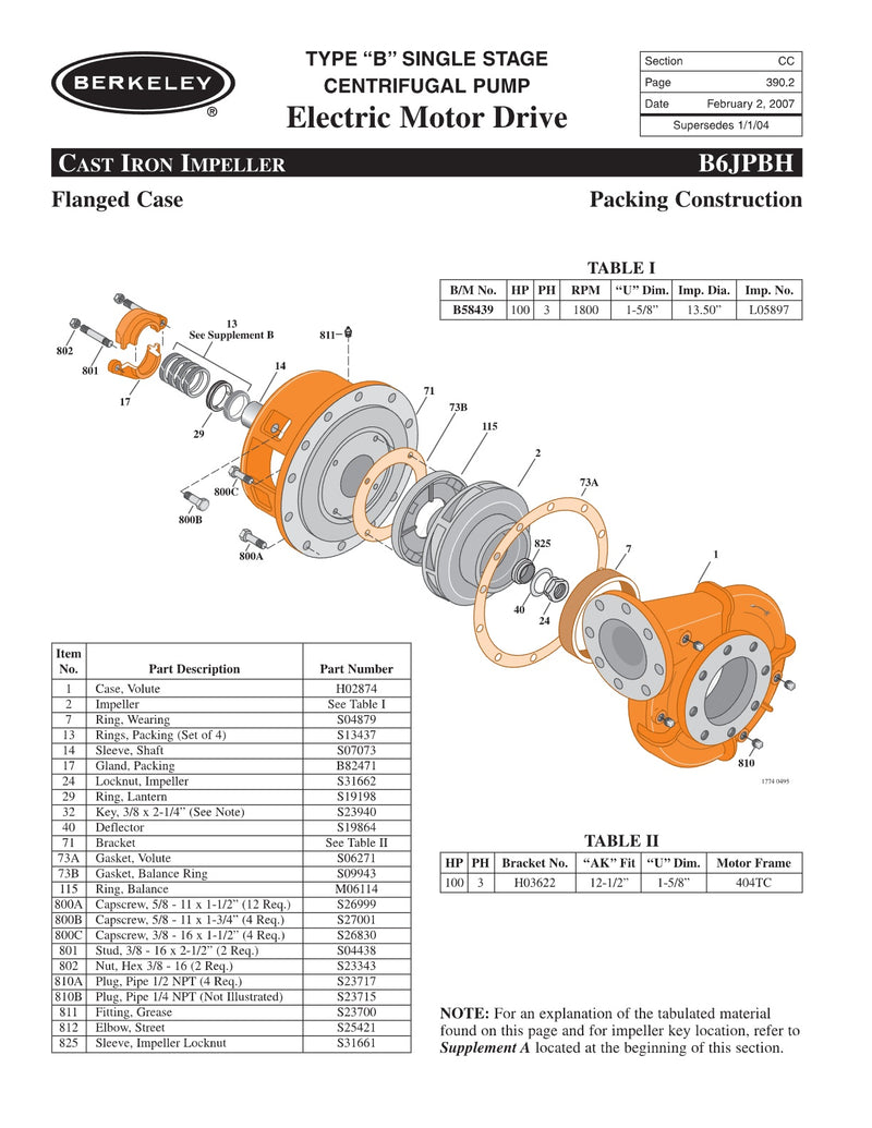 B6JPBH Berkeley Replacement Parts