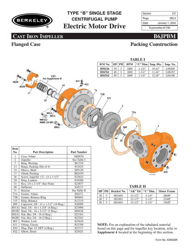 B6JPBM Berkeley Replacement Parts