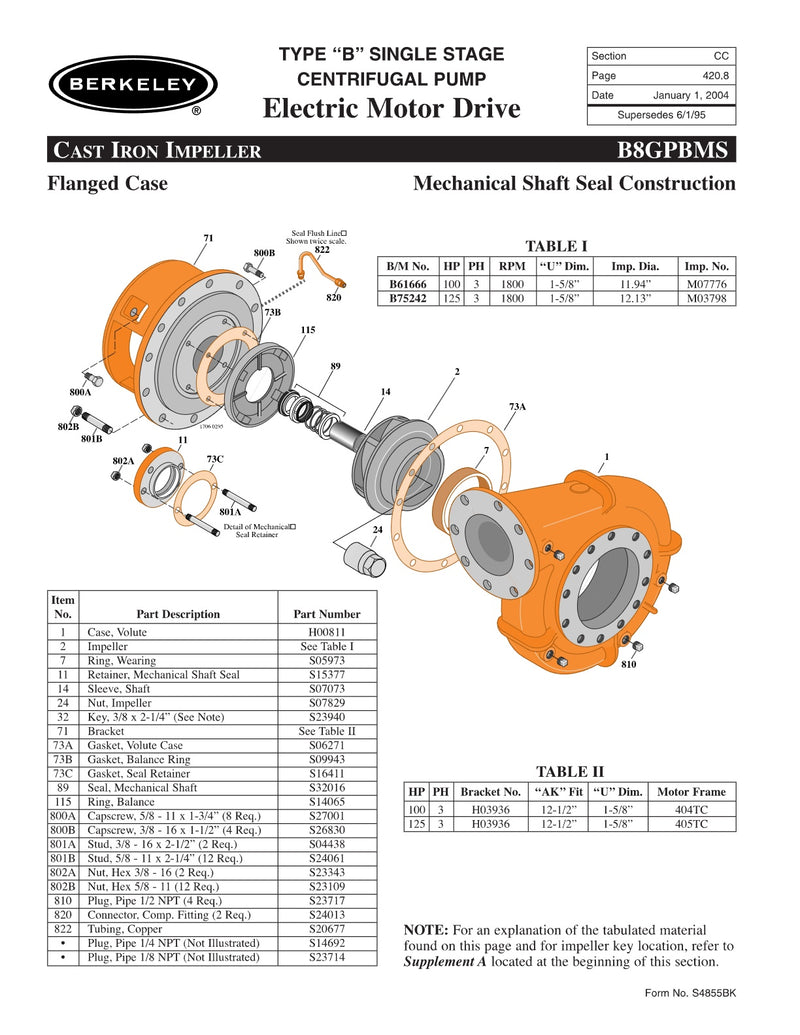 B8GPBMS Berkeley Replacement Parts