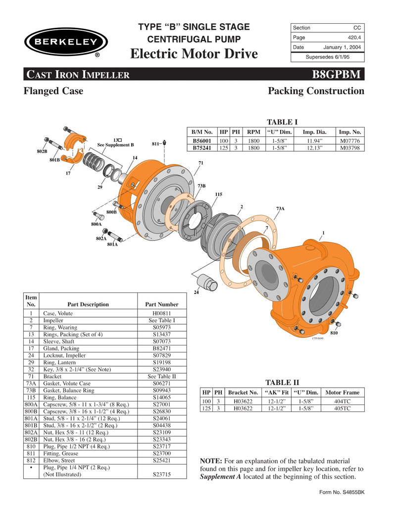 B8GPBM Berkeley Replacement Parts