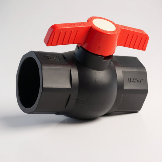 2'' PVC Ball Valve with T Handle SCH80 Plastic Water Pipe Rotate Shut Off Switch Black Red Slip Connector Fitting